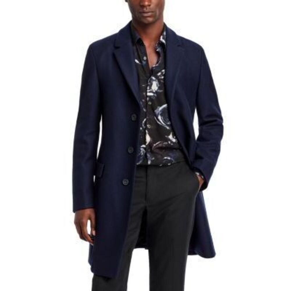 Hugo Men's Blue Migor Wool & Cashmere Slim Fit Top Coat 36R RTL: $595.00